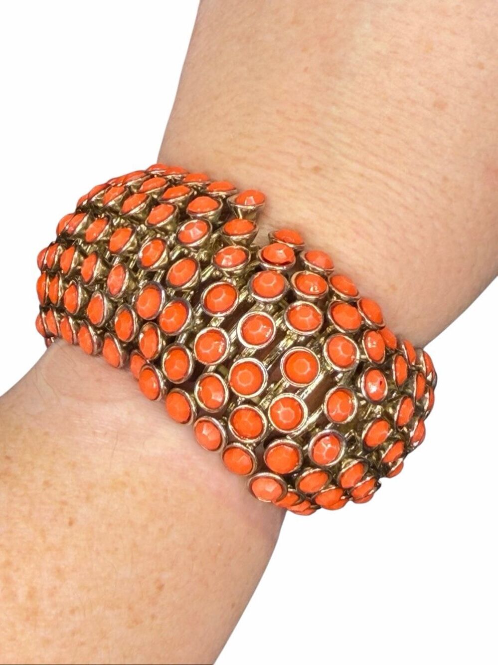 Anthropologie orange coral golden bracelet